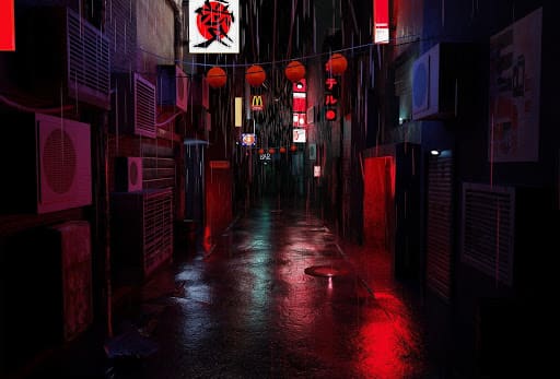 Rue de Tokyo sous la pluie