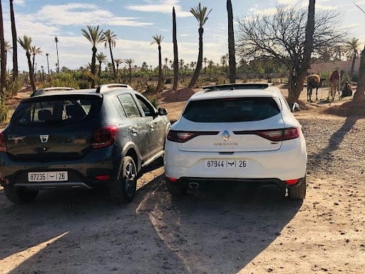 2 voitures louées à Marrakech